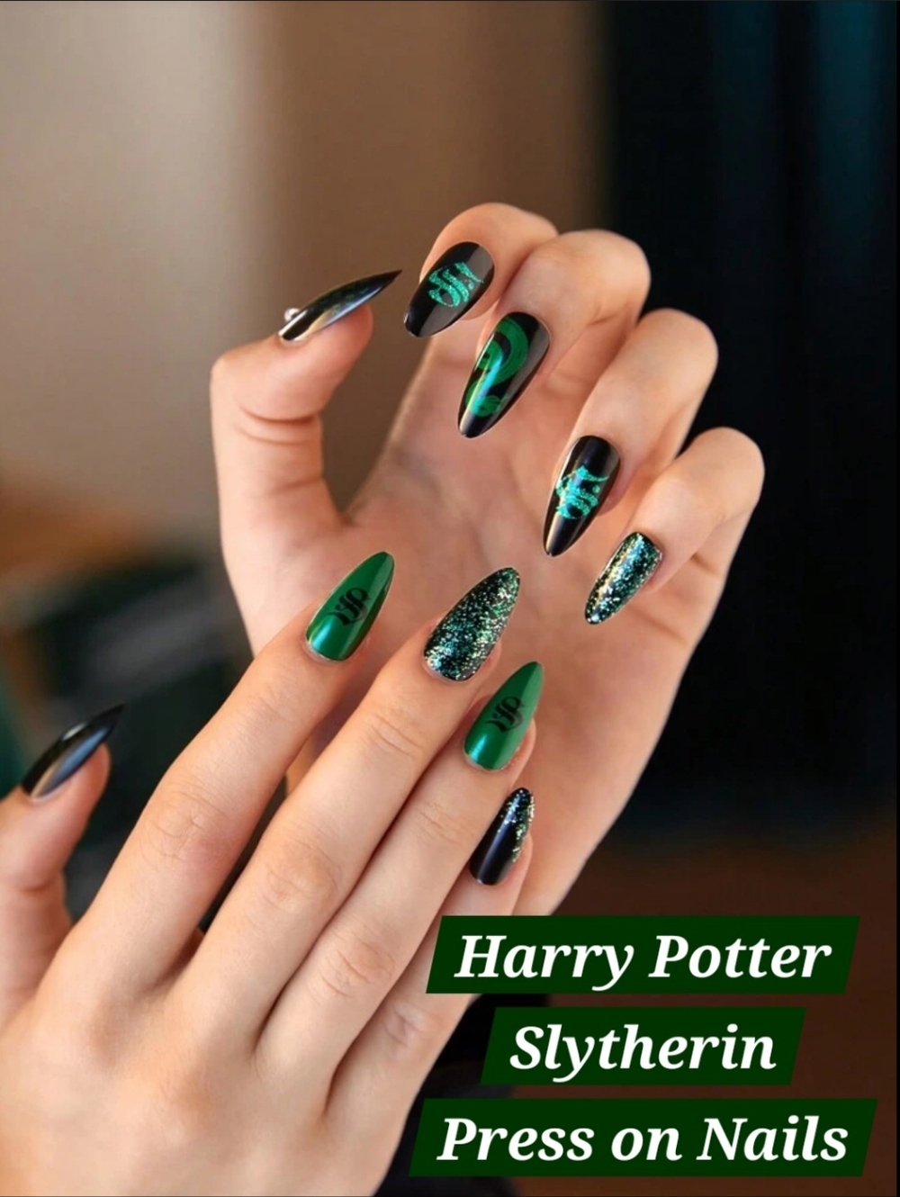 Harry Potter Slytherin House Press On Nails NEW